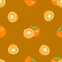 juicy repeat pattern created with persimmon fruit, persimmon fruit seamless pattern created on flat colored background. vector