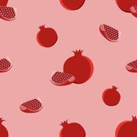 juicy repeat pattern created with pomegranate fruit, pomegranate fruit seamless pattern created on flat colored background. vector