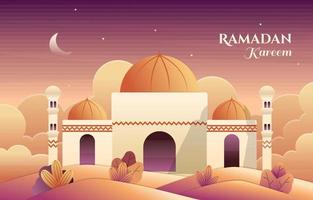 hermosa mezquita ramadan kareem saludo fiesta islámica tarjeta de celebración musulmana vector