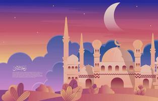 caligrafía mezquita ramadan kareem saludo fiesta islámica musulmana celebración tarjeta