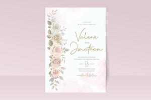 Beautiful roses invitation card template vector