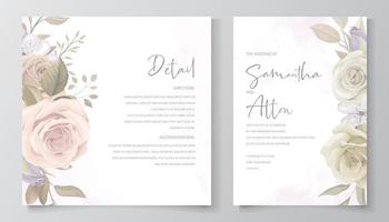 Wedding invitation card template with floral design vector