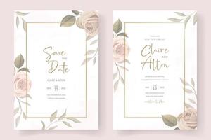 Beautiful roses invitation card template vector