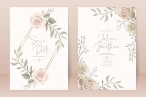 Beautiful roses invitation card template vector