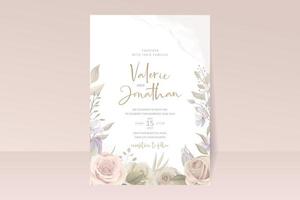 hermoso conjunto de tarjetas de invitación de boda rosas dibujadas a mano vector