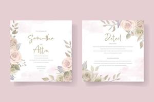 Wedding invitation card template with floral design vector