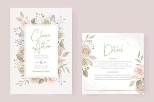 Beautiful roses invitation card template vector