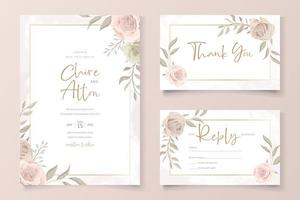 Wedding invitation card template with floral design vector
