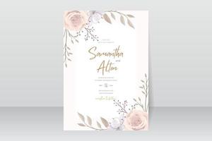 Beautiful roses invitation card template vector