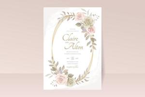 Beautiful roses invitation card template vector