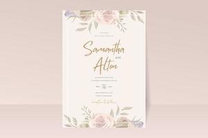 Wedding invitation card template with floral design vector