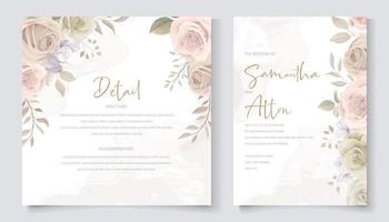 Beautiful roses invitation card template vector