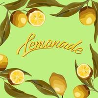 Lemon branches. For the lemonade label, summer design, fresh design. vector