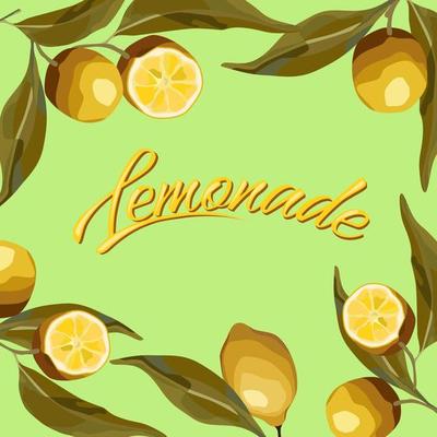 Lemon branches. For the lemonade label, summer design, fresh design.