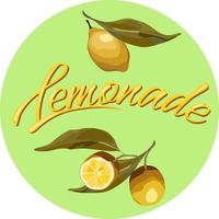 Lemon branches. For the lemonade label, summer design, fresh design. vector