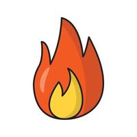 Ilustración de vector de fuego sobre un fondo transparente. símbolos de primera calidad. icono de color plano de línea vectorial para concepto y diseño gráfico.