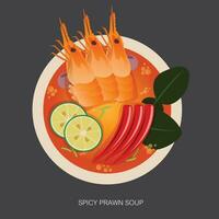 Tom Yum Goong is a spicy food of Thailand. vector