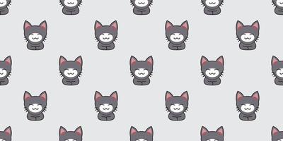 Cartoon gray cat seamless pattern background vector