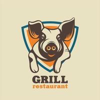 Vintage vector logo for a barbecue restaurant.