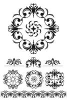 Vector vignettes for the design template on white background. Vintage vignettes, a set of decorative floral design elements in retro style.