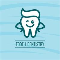 Funny tooth with a toothpaste hairstyle. vector