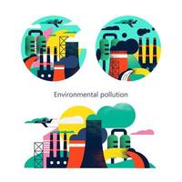 Pollution of the environment by harmful emissions into the atmosphere and water. Vector illustration 03.jpg