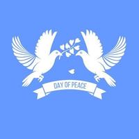 Dove of peace. International day of peace. Vector logo of a white dove and an olive branch.