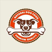 Dog with a bone in her teeth, vector logo. The kennel club. Fodder for animals. The Jack Russell Terrier.