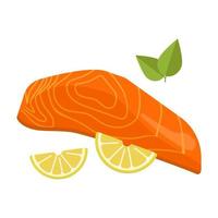 Fresh baked fish with lemon slices - Vector