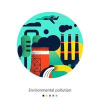 Pollution of the environment by harmful emissions into the atmosphere and water. Vector illustration 03.jpg