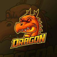 Yellow dragon head mascot e sport logo design vector