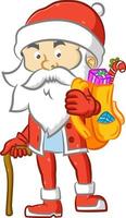 Santa Claus holding a yellow sack vector