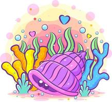 The purple shells with the small eyes hide in coral reef vector