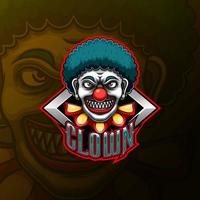 Scary clown mascot e sport logo design vector