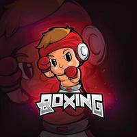 Boxing esport mascot logo design vector