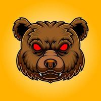 ilustración de logotipo de mascota de cabeza de oso enojado vector