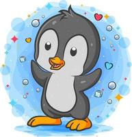 The cute little penguin stands on Iceland vector