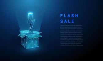 Abstract open box and lightning. Flash sale template vector