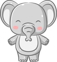 The big elephant with the cute face and small trunk is standing with his feet vector