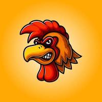 diseño de logotipo de mascota de cabeza de gallo vector