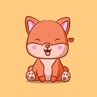 The baby fox is sitting and smiling with the cute expression vector