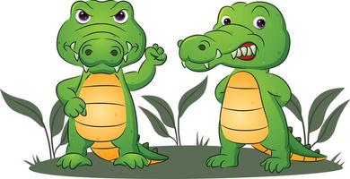 The couple of the crocodiles are giving the angry expression vector