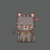 The little cat with the bell on his necklace and cute face is sitting vector