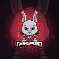 The rabbit twinsword mascot esport logo design