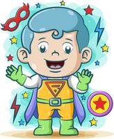 The super heroes daddy using the electric super costume with the stars around him vector