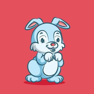 The rabbit design with the blue color is standing with his foot