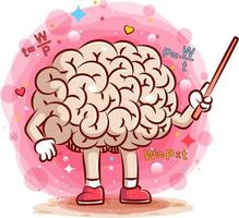 Colorful brain illustration with formula around vector