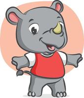 The little rhino is doing the warming up with the happy expression vector