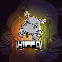 The hippopotamus mascot esport logo design