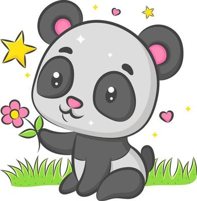 Cute Baby Panda, Kawaii Panda Sitting 13530814 Vector Art at Vecteezy